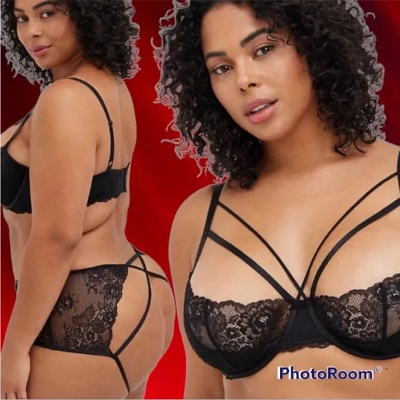 NWT TORRID SET- open cut out back high waist panty & strappy bra - Picture 1 of 10